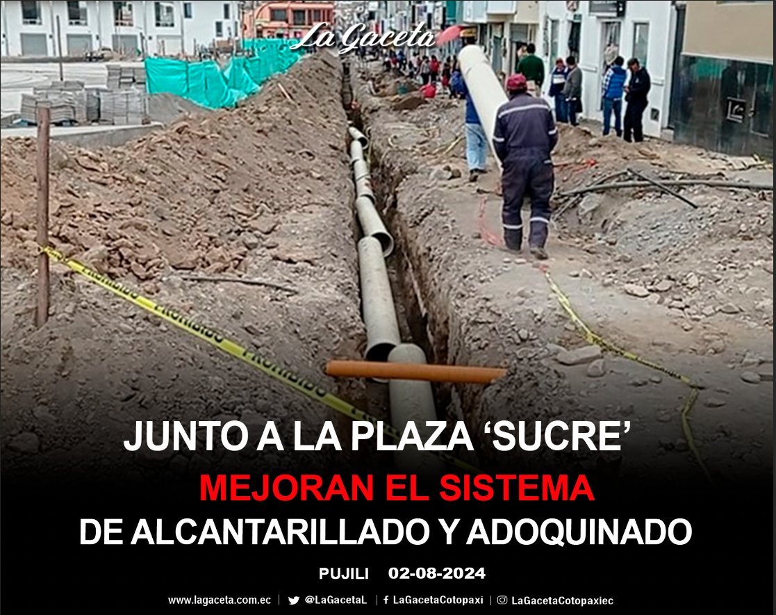 JUNTO A LA PLAZA “SUCRE” MEJORAN EL SISTEMA DE ALCANTARILLADO Y ADOQUINADO