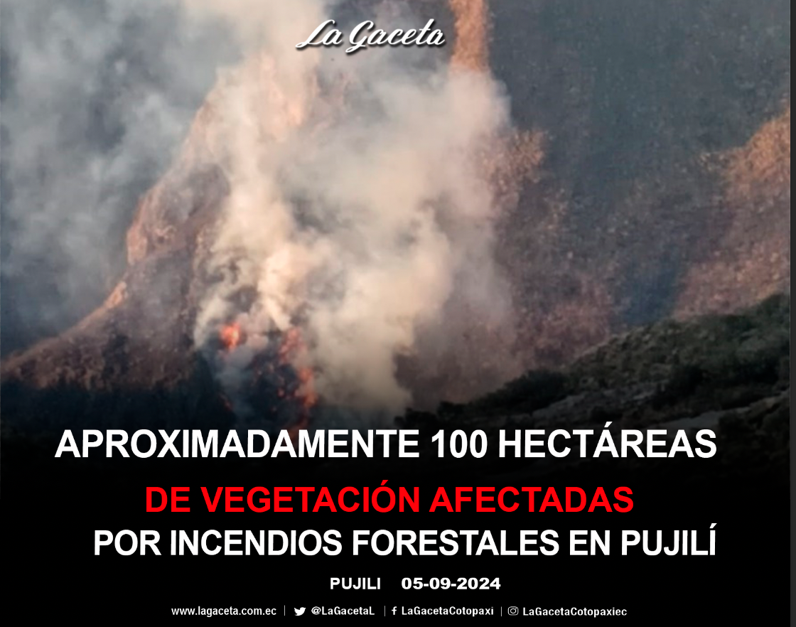 Aproximadamente 100 hectáreas de vegetación afectadas por incendios forestales en Pujilí