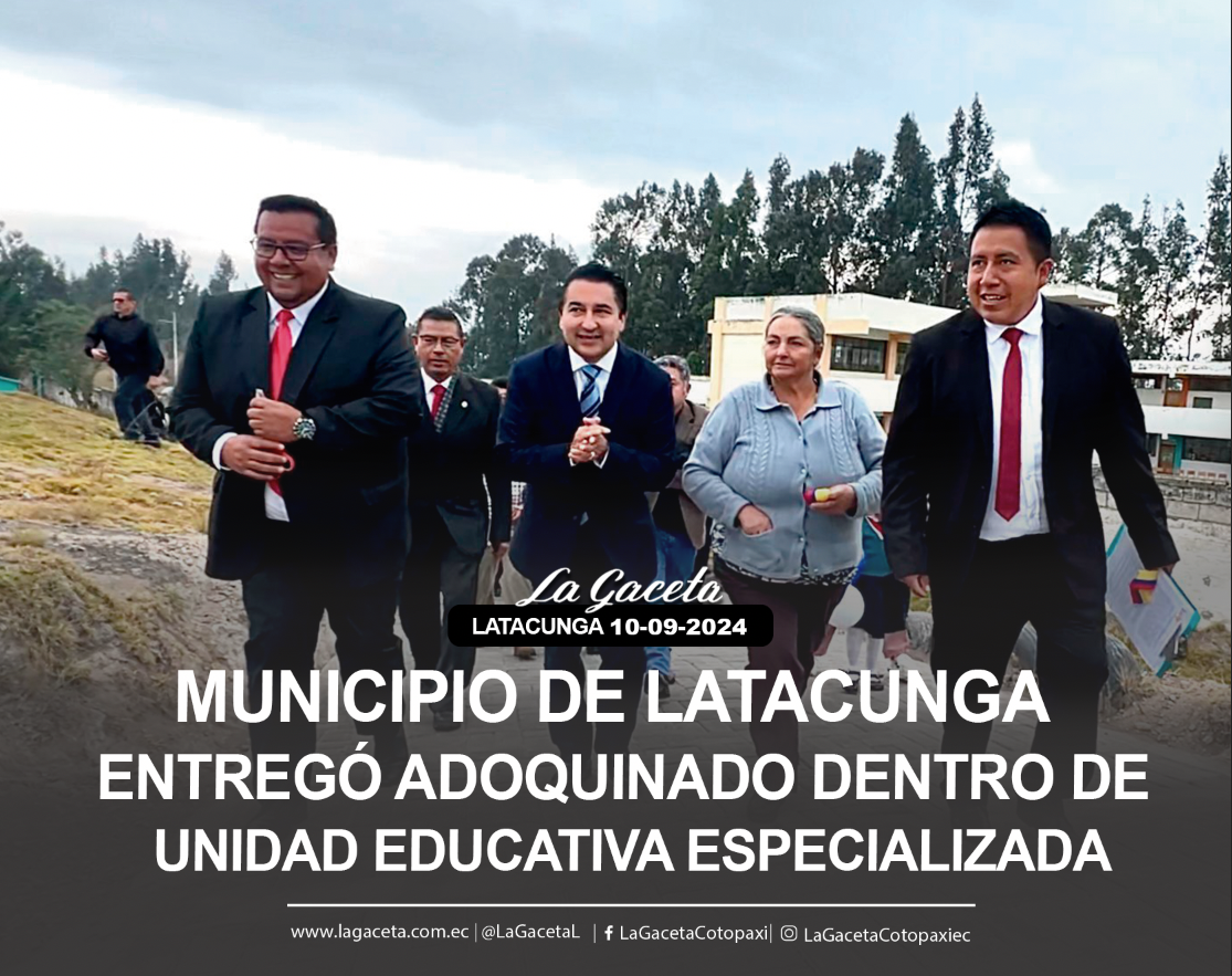 Municipio de Latacunga entregó adoquinado dentro de Unidad Educativa Especializada 