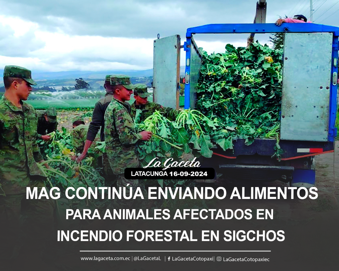 MAG continúa enviando alimentos para animales afectados por incendio forestal en Sigchos