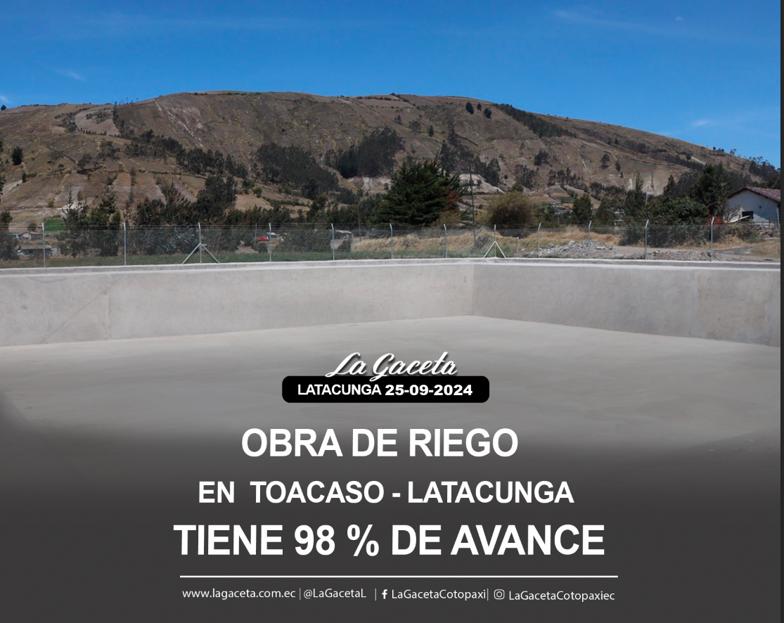 Obra de riego en Toacaso – Latacunga 