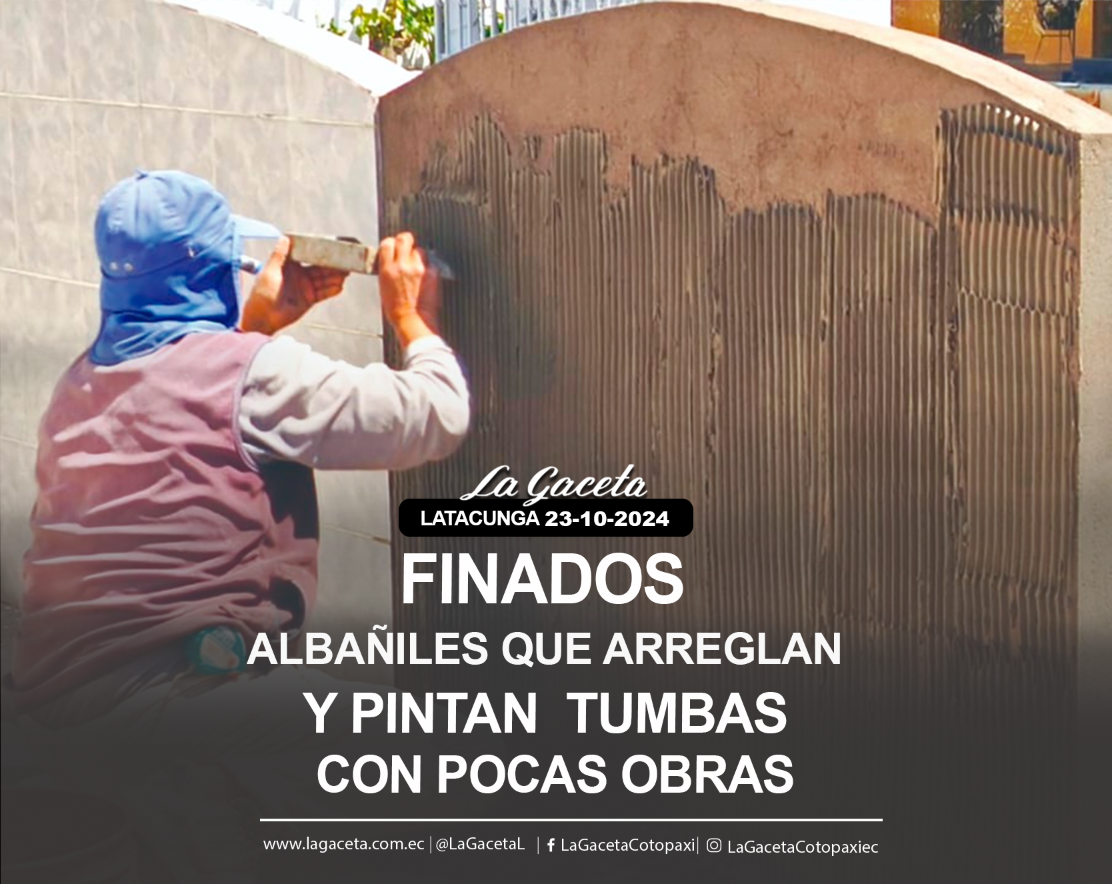 Finados Albañiles que arreglan y pintan tumbas con pocas obras