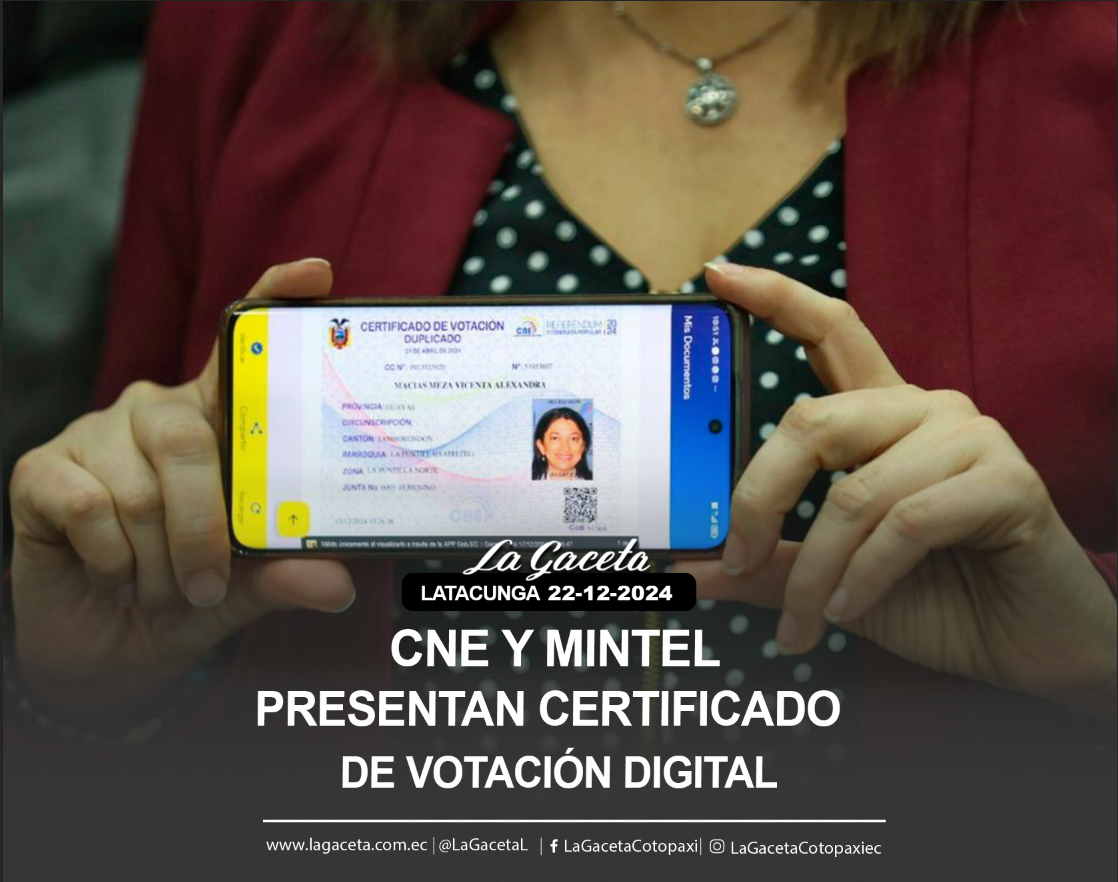 CNE y MINTEL presentan Certificado de Votación Digital