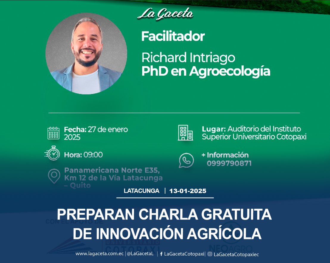 Preparan charla gratuita de innovación agrícola