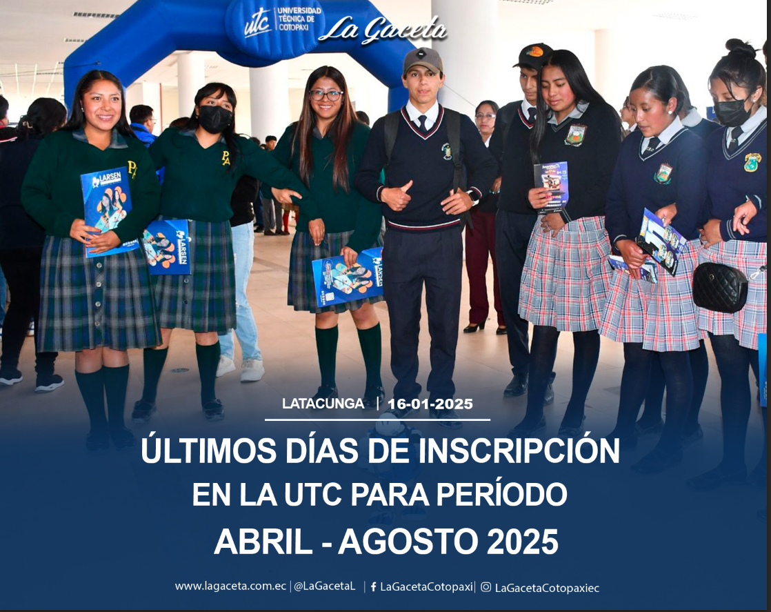 Últimos días de inscripción en la UTC para periodo Abril-Agosto 2025