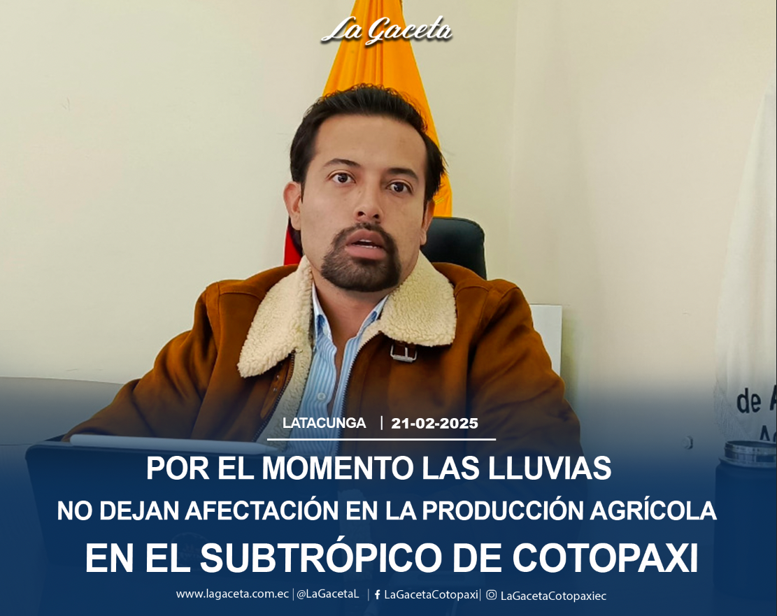 Por el momento las lluvias no dejan afectación en la producción agrícola en el subtrópico de Cotopaxi