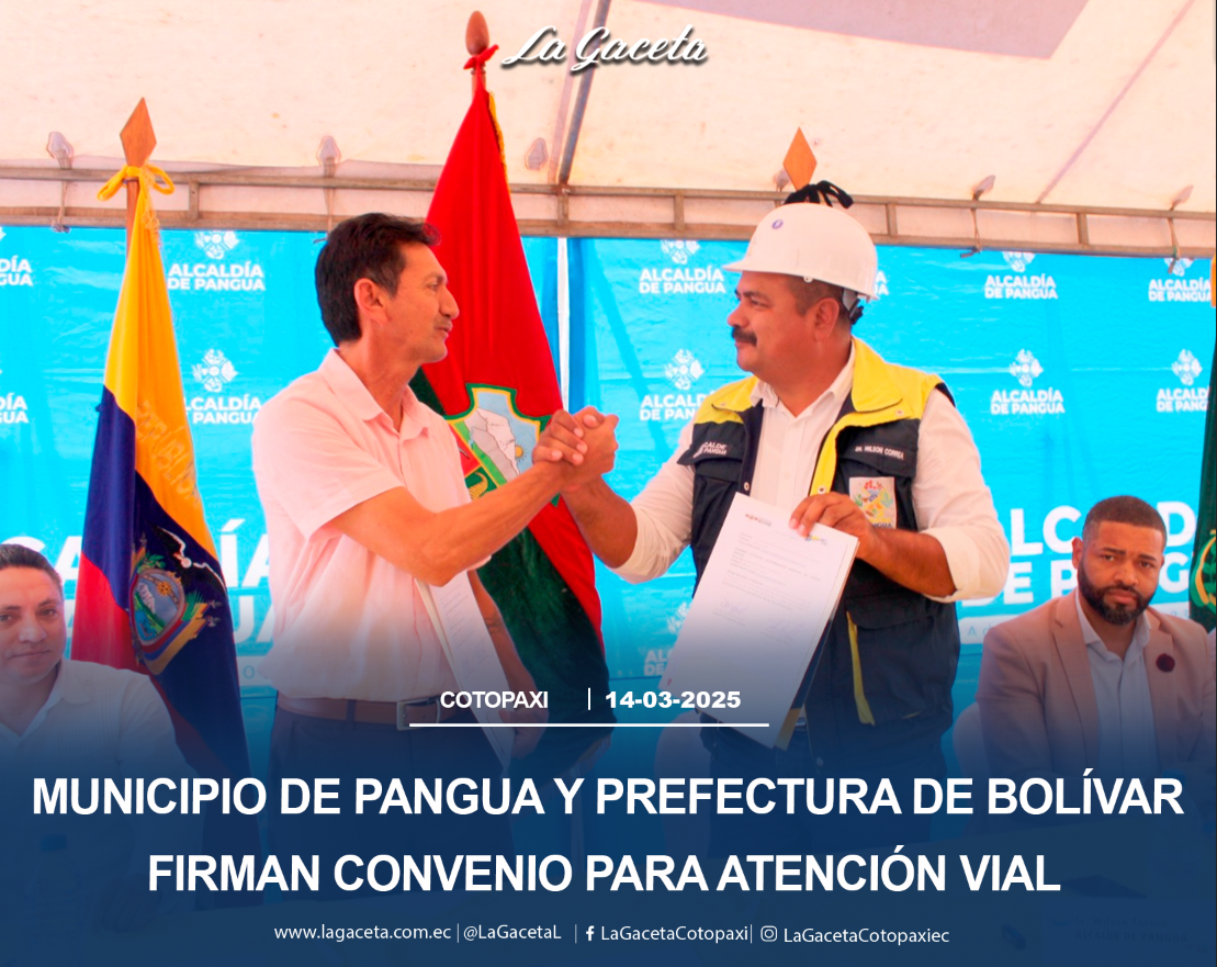 Municipio de Pangua y Prefectura de Bolívar firman convenio para atención vial