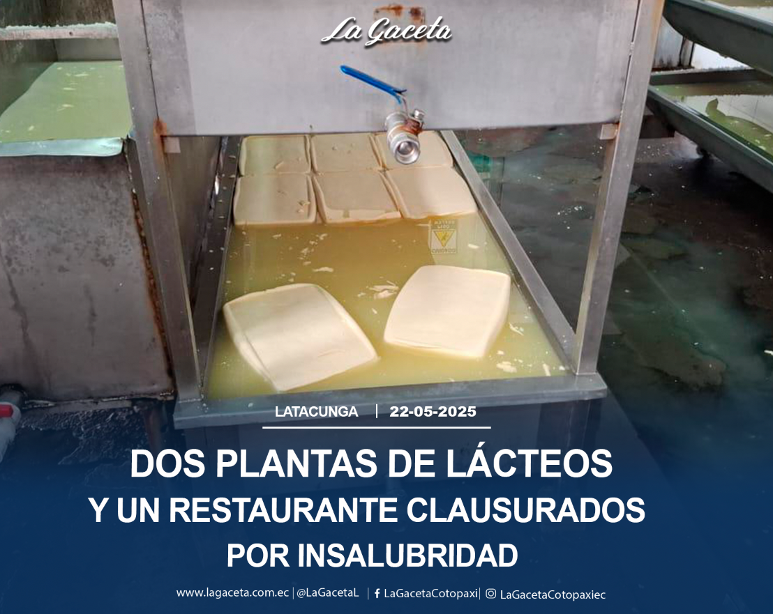 Dos plantas de lácteos y un restaurante clausurados en por insalubridad 