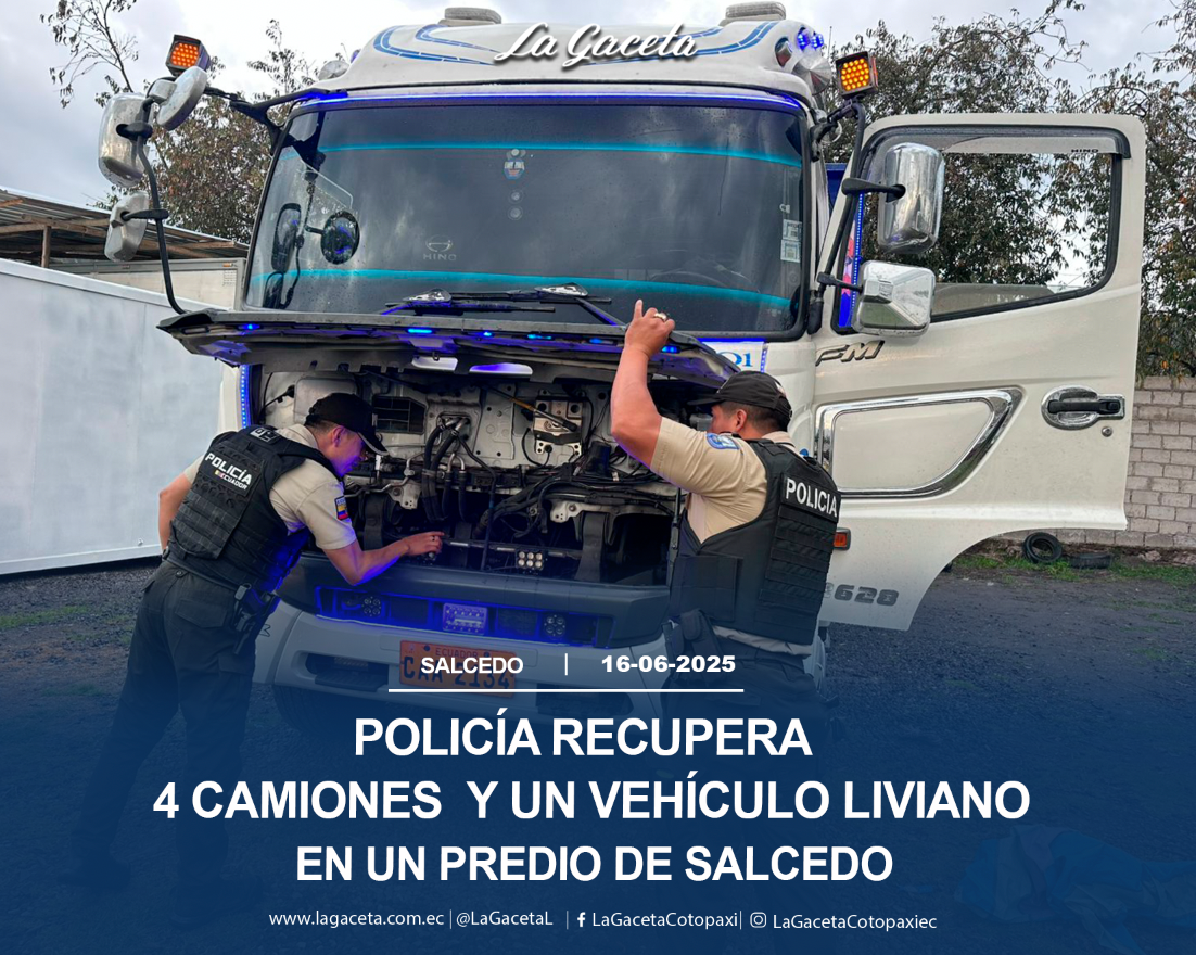 Policía recupera 4 camiones y un vehículo liviano en un predio de Salcedo