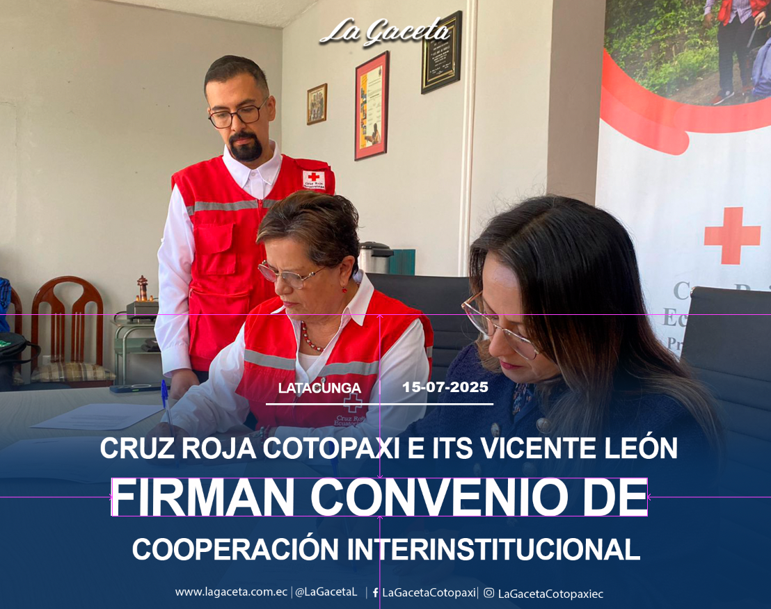 Cruz Roja Cotopaxi e ITS Vicente León firman convenio de cooperación interinstitucional