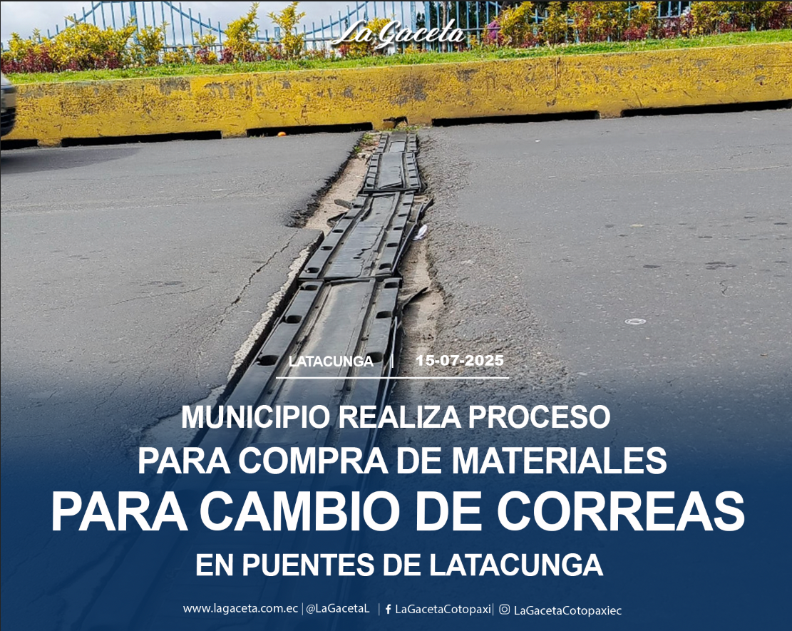 Municipio realiza proceso para compra de materiales para cambio de correas en puentes de la ciudad