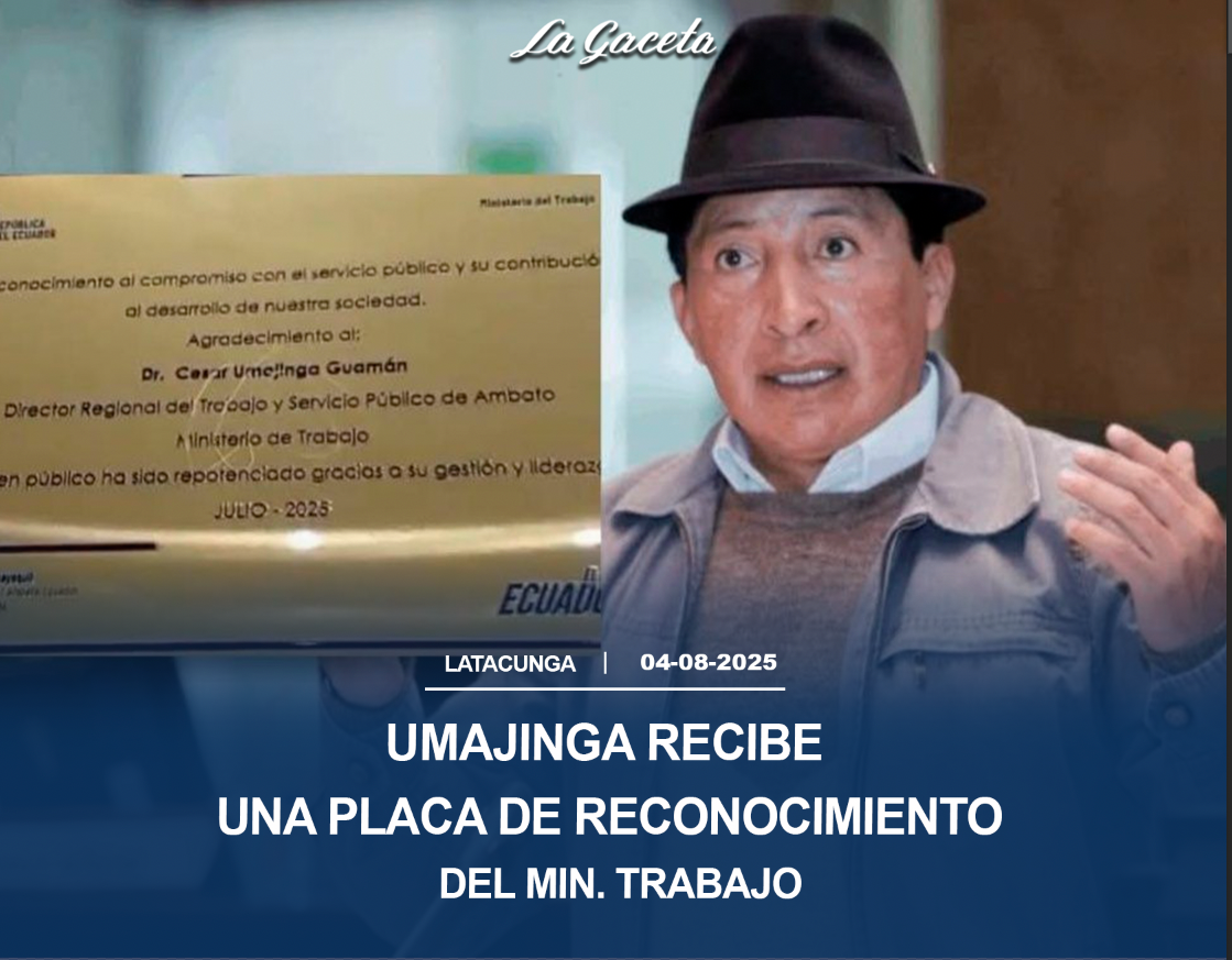 Umajinga recibe una placa de reconocimiento del MIN. Trabajo en medio de una ola de despidos