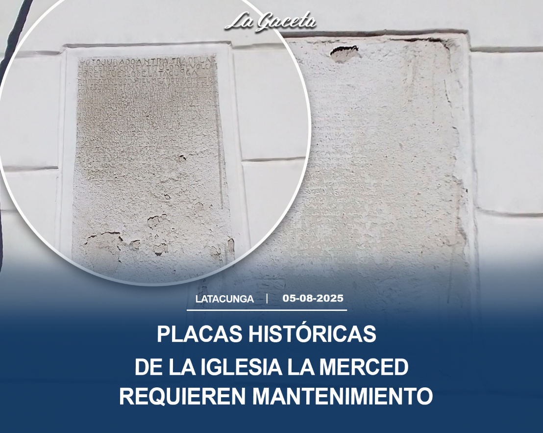 Placas históricas de la iglesia La Merced requieren mantenimiento
