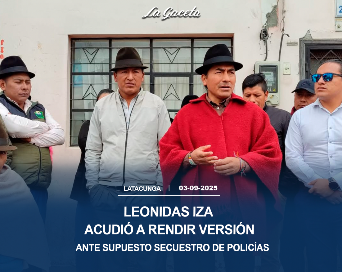 Leonidas Iza acudió a rendir versión ante supuesto secuestro de policías