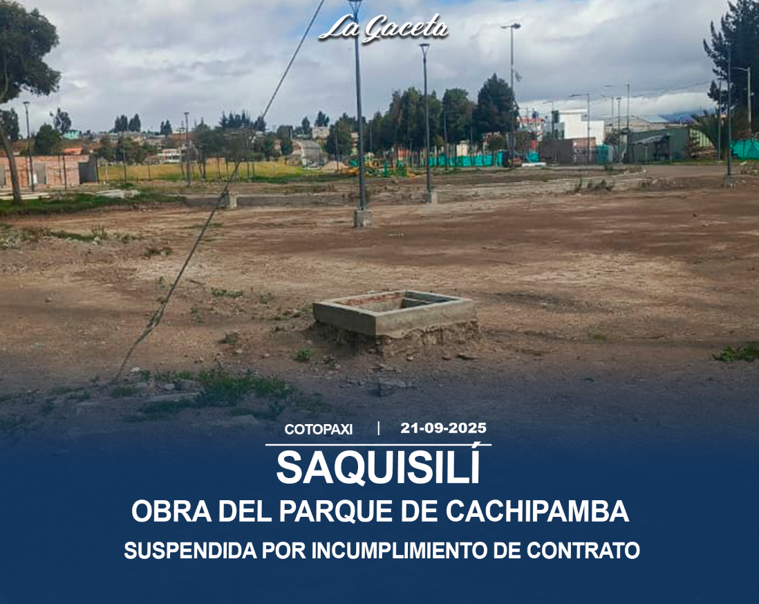 Obra del Parque de Cachipamba en Saquisilí 