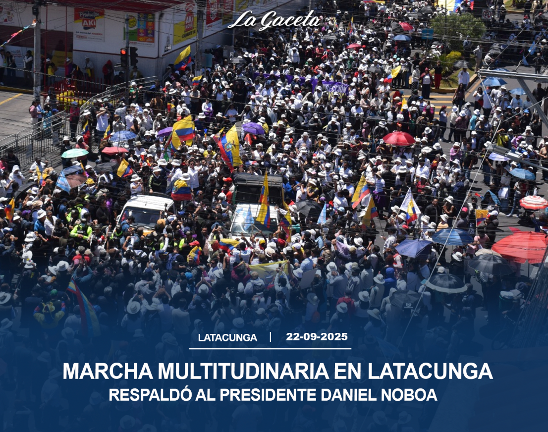 Marcha multitudinaria en Latacunga respaldó al presidente Daniel Noboa
