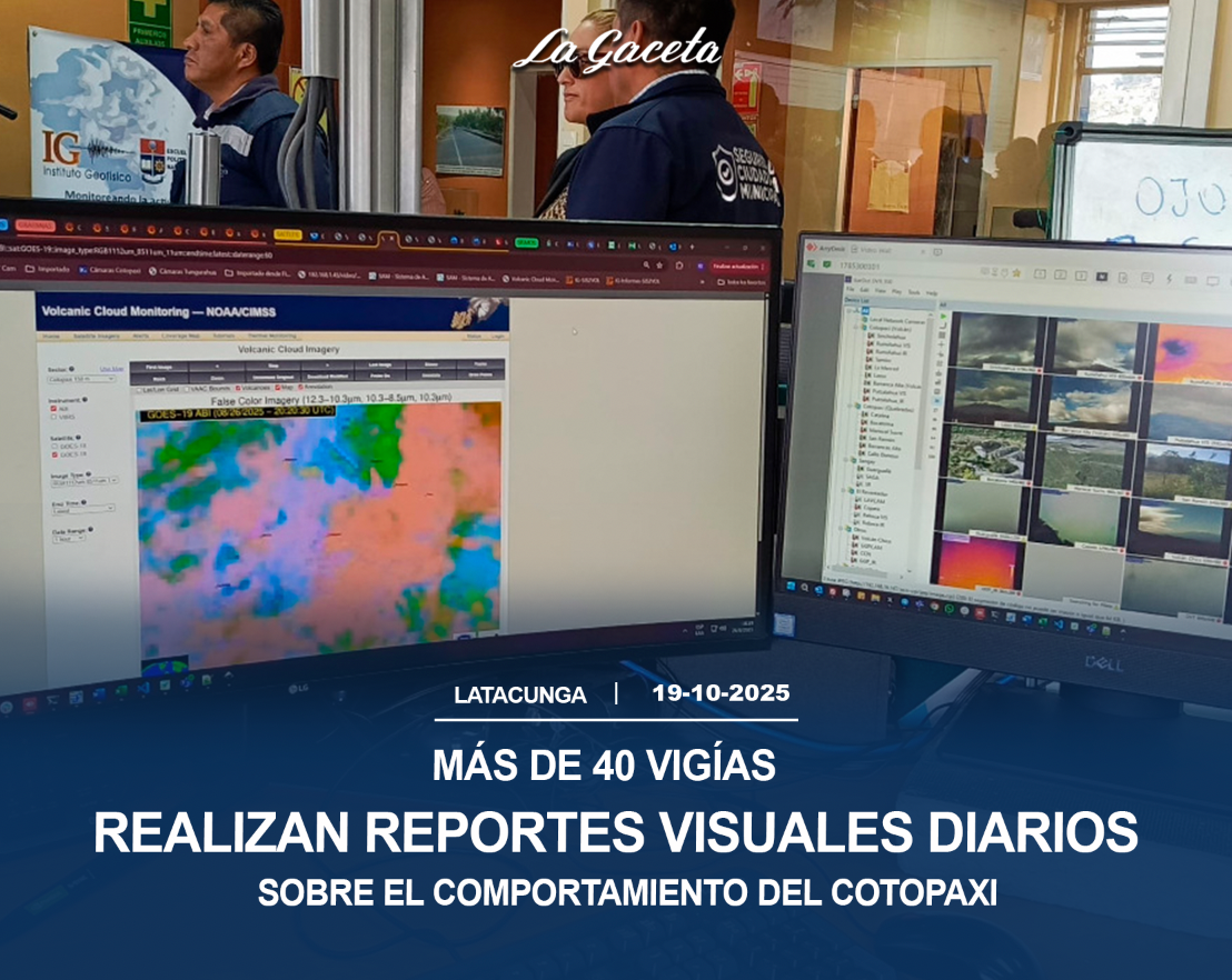 Más de 40 vigías realizan reportes visuales diarios sobre el comportamiento del volcán Cotopaxi