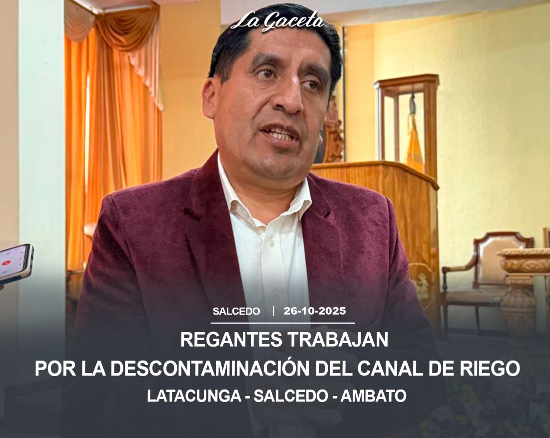 Regantes trabajan por la descontaminación del canal de riego Latacunga Salcedo Ambato