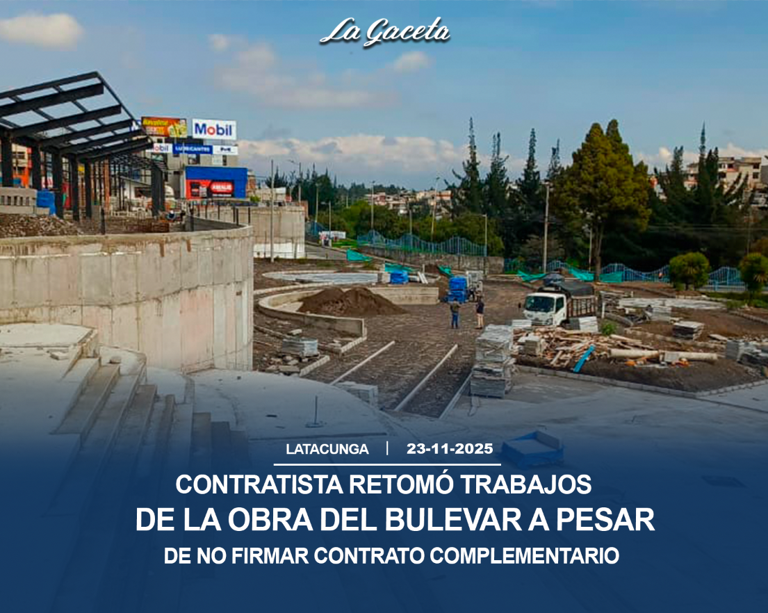 Contratista retomó trabajos de la obra del bulevar a pesar de no firmar contrato complementario