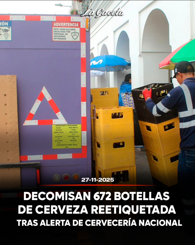 Decomisan 672 botellas de cerveza reetiquetada tras alerta de Cervecería Nacional