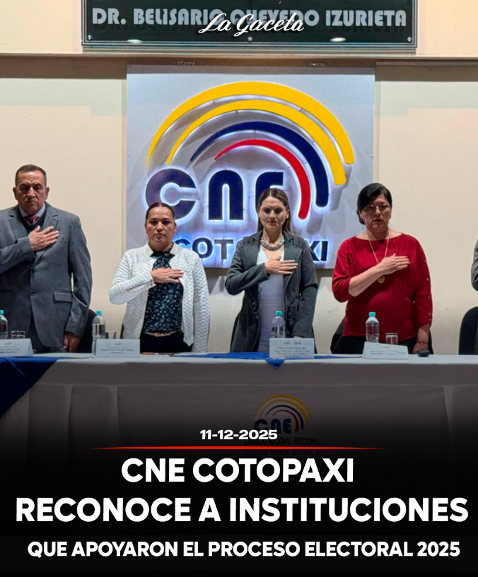 CNE Cotopaxi reconoce a instituciones que apoyaron el proceso electoral 2025