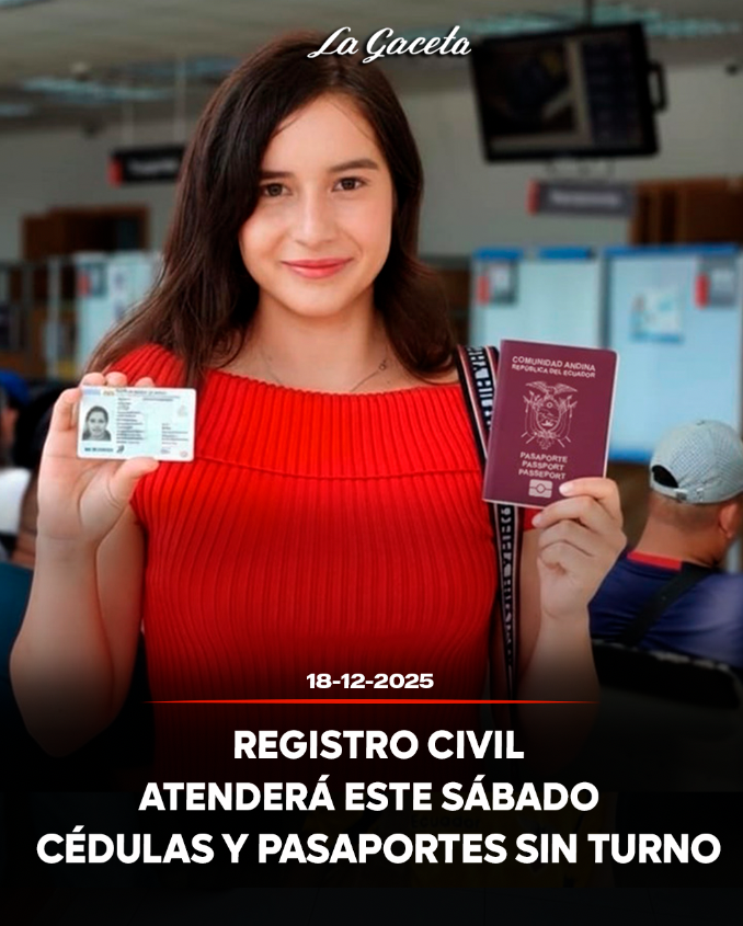 Registro Civil atenderá este sábado cédulas y pasaportes sin turno