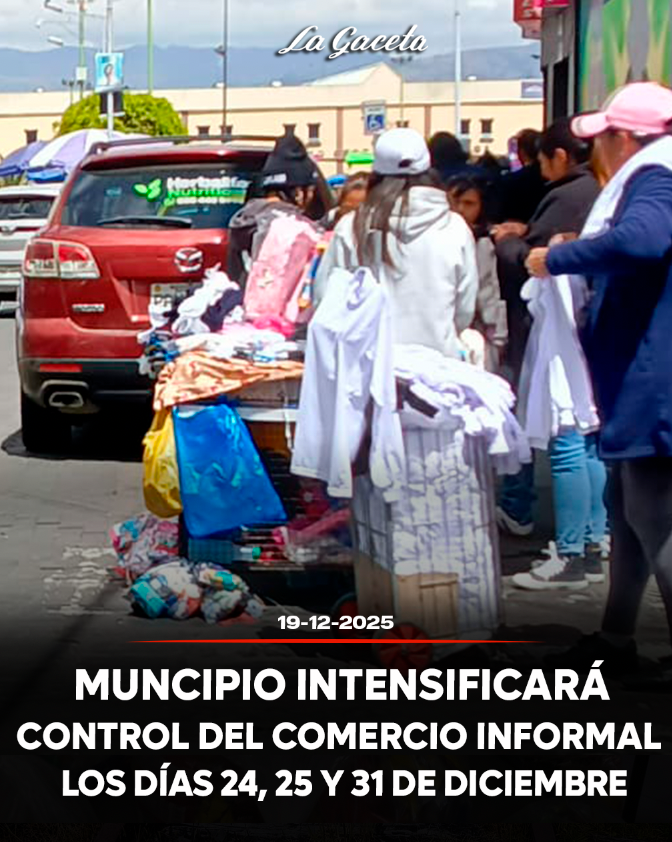Municipio intensificará control del comercio informal los días 24, 25 y 31 de diciembre