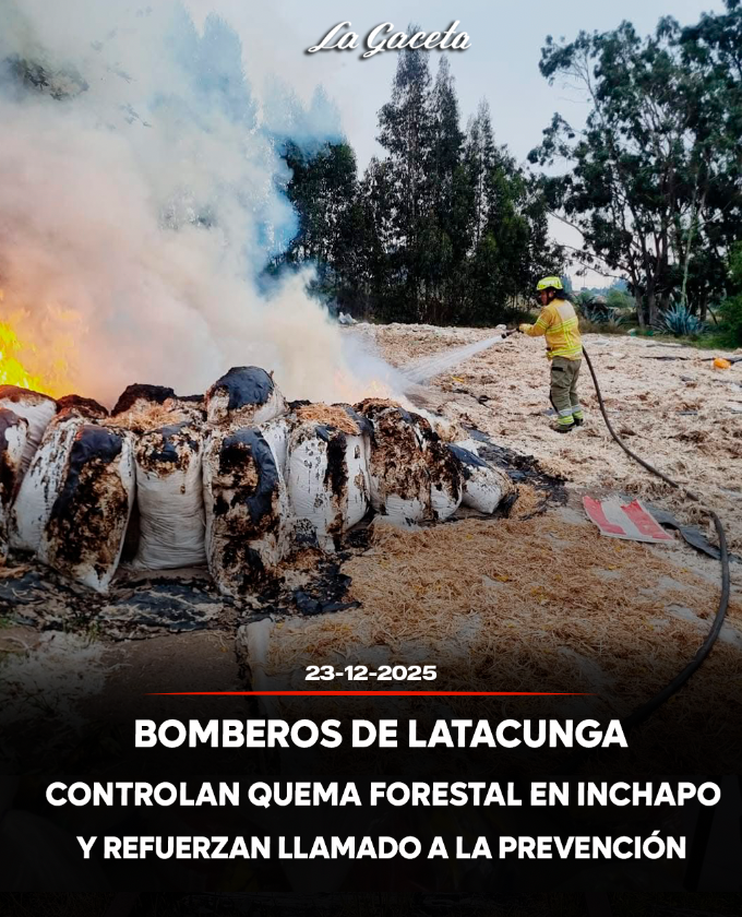 Bomberos de Latacunga controlan quema forestal en Inchapo y refuerzan llamado a la prevención