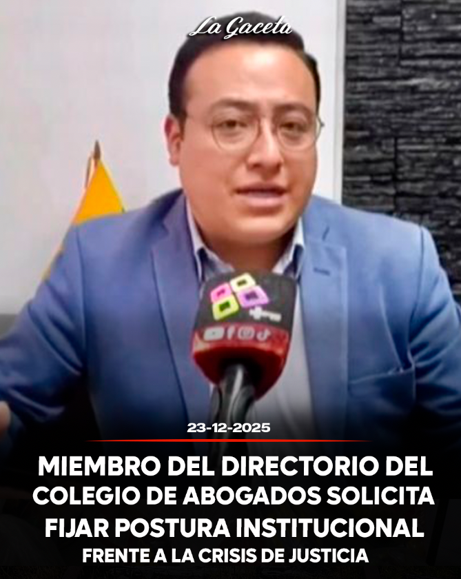 Miembro del Directorio del Colegio de Abogados solicita fijar postura institucional frente a la crisis de justicia