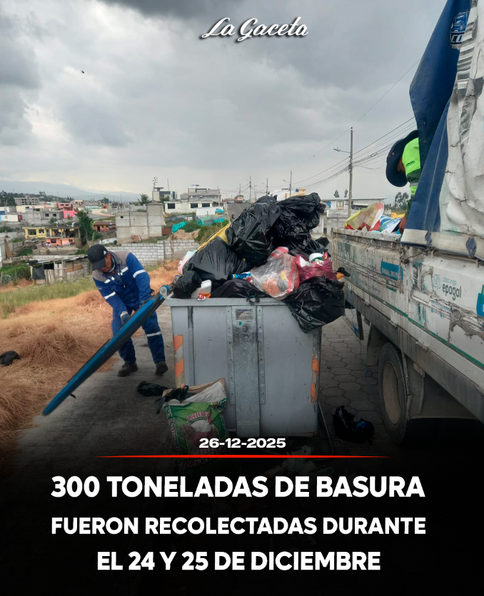 300 toneladas de basura fueron recolectadas durante el 24 y 25 de diciembre en Latacunga