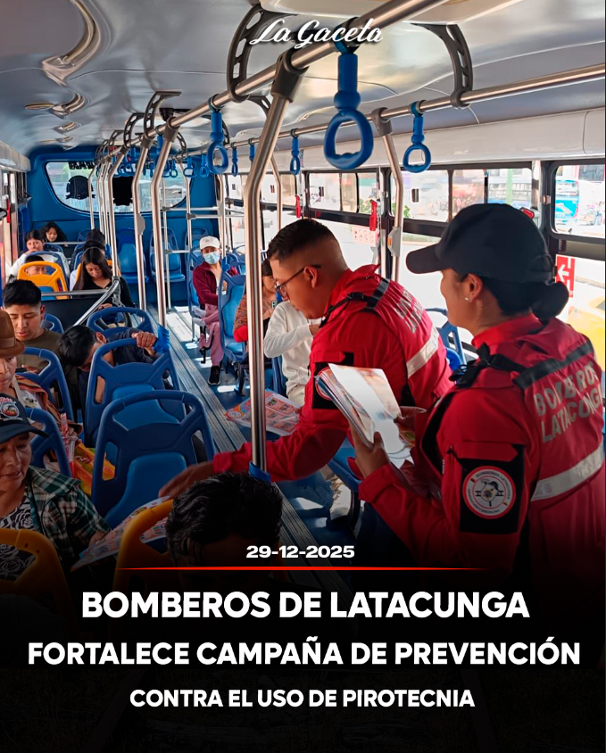 Bomberos de Latacunga fortalecen campaña de prevención contra el uso de pirotecnia