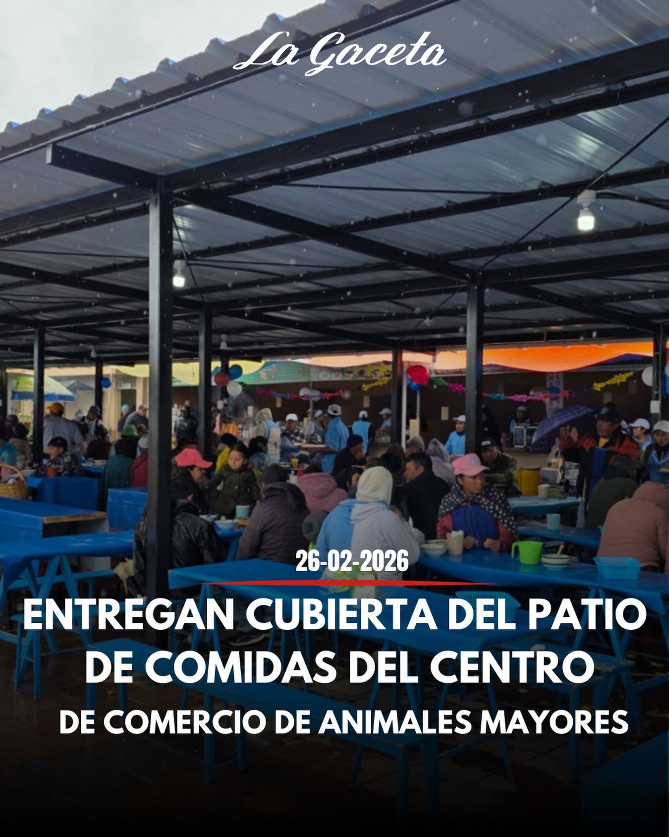 Entregan cubierta del patio de comidas del Centro de Comercio de Animales Mayores