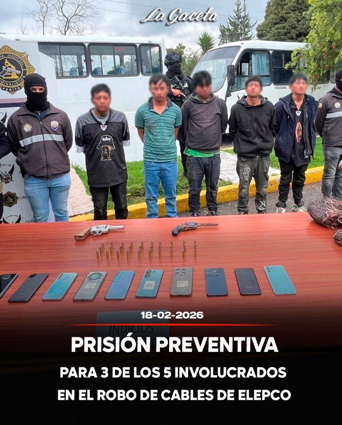 Prisión preventiva para 3 de los 5 involucrados en el robo de cables a Elepco