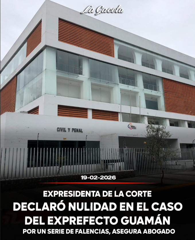 Expresidenta de la Corte declaró nulidad en el caso del exprefecto Guamán por una serie de falencias asegura abogado