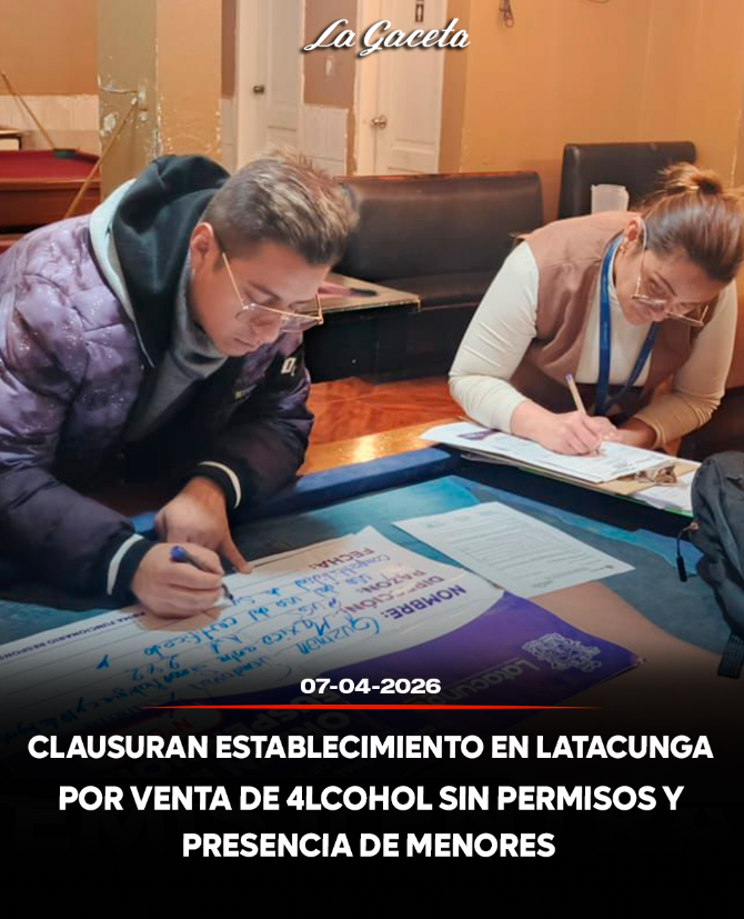 Clausuran establecimiento en Latacunga por venta de alcohol sin permisos y presencia de menores