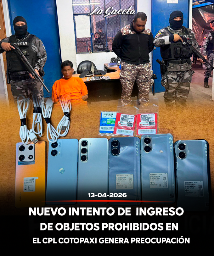 Nuevo intento de ingreso de objetos prohibidos en el CPL Cotopaxi genera preocupación