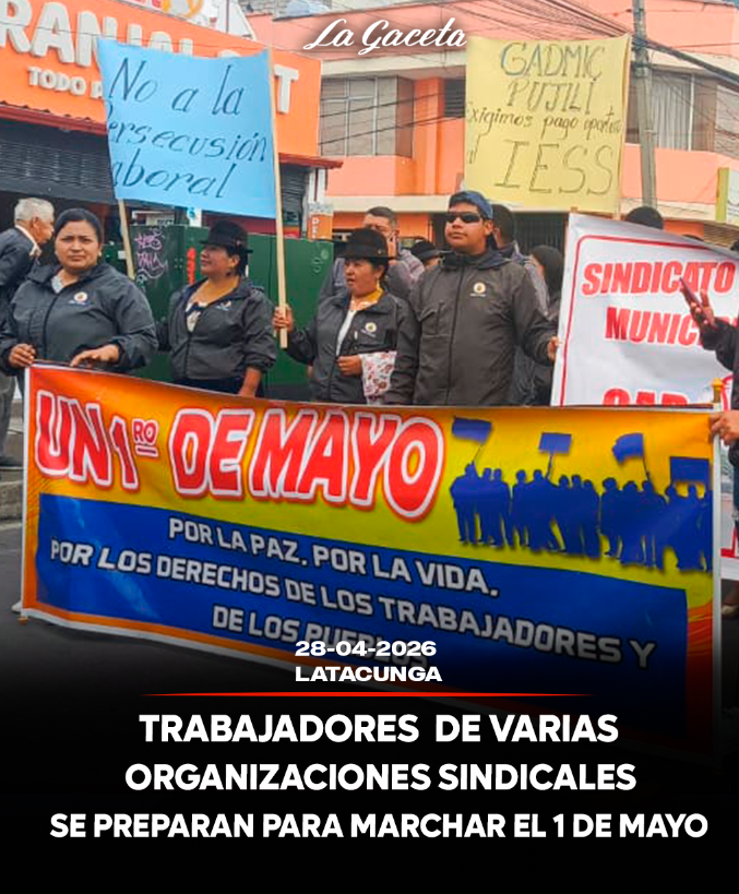 Trabajadores de varias organizaciones sindicales se preparan para la marcha del 1 de Mayo