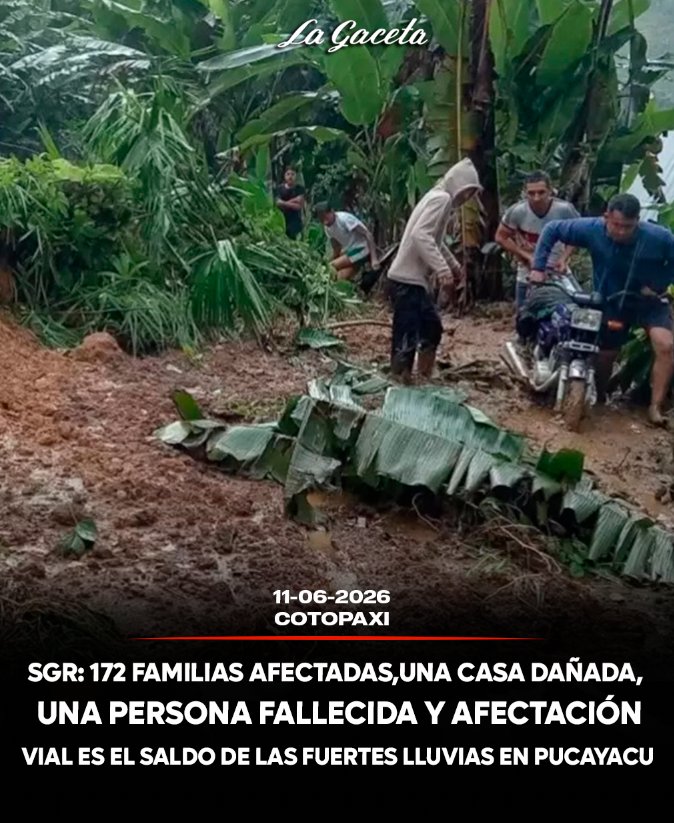SGR: 172 familias afectadas, una casa dañada, una persona fallecida y afectación vial es el saldo de las fuertes lluvias en Pucayacu