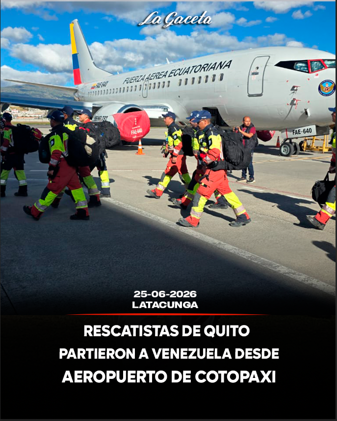 Rescatistas de Quito partieron a Venezuela desde aeropuerto de Cotopaxi