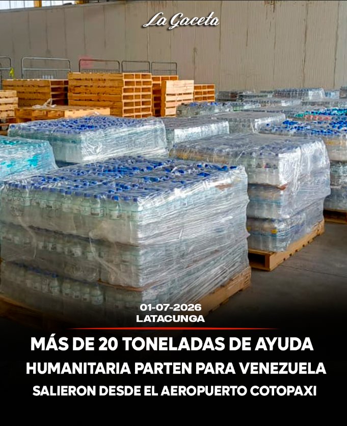 Más de 20 toneladas de ayuda humanitaria parten a Venezuela desde el aeropuerto Cotopaxi