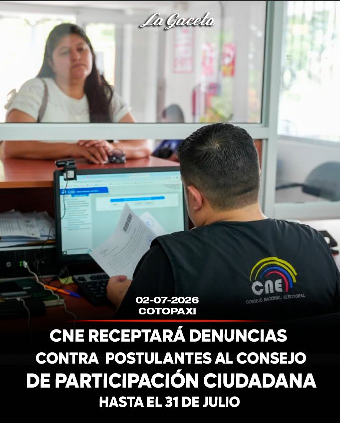 CNE receptará denuncias contra postulantes al Consejo de Participación Ciudadana hasta el 3 de julio
