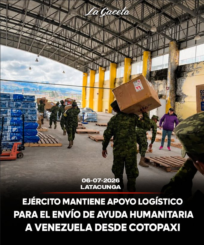 Ejército mantiene apoyo logístico para el envío de ayuda humanitaria a Venezuela desde Cotopaxi