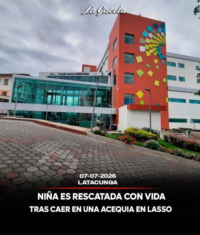 Niña es rescatada con vida tras caer en una acequia en Lasso 