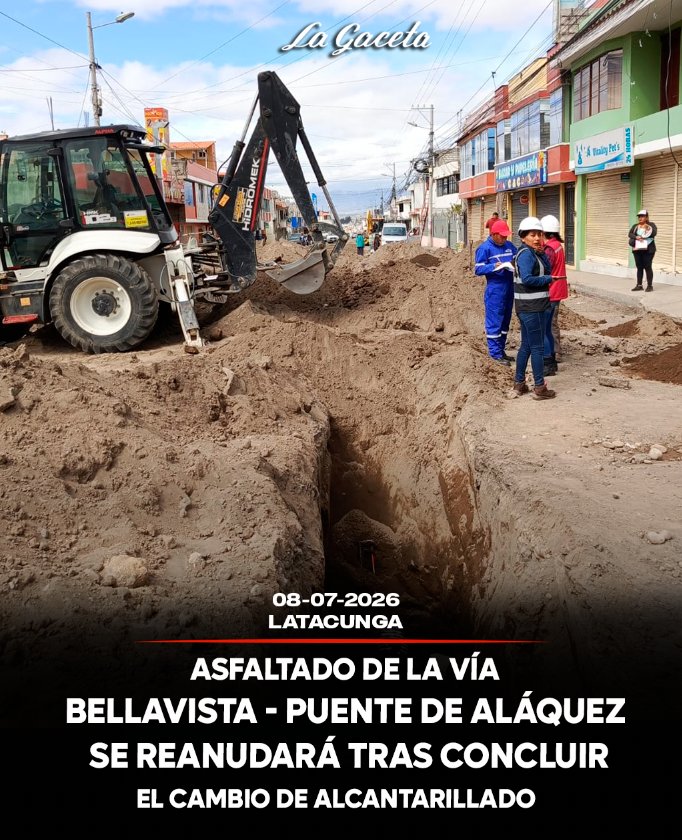 Asfaltado de la vía Bellavista–Puente de Aláquez se reanudará tras concluir el cambio del alcantarillado
