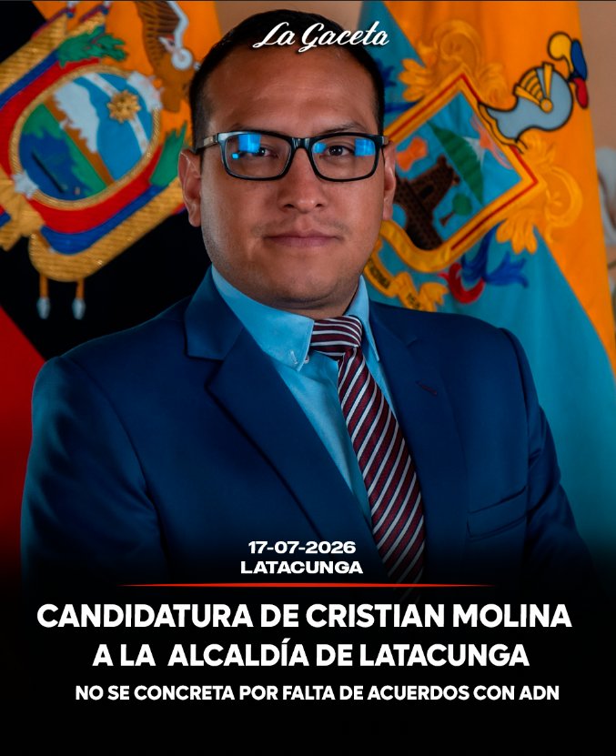 Candidatura de Cristian Molina a la alcaldía de Latacunga no se concreta por falta de acuerdos con ADN
