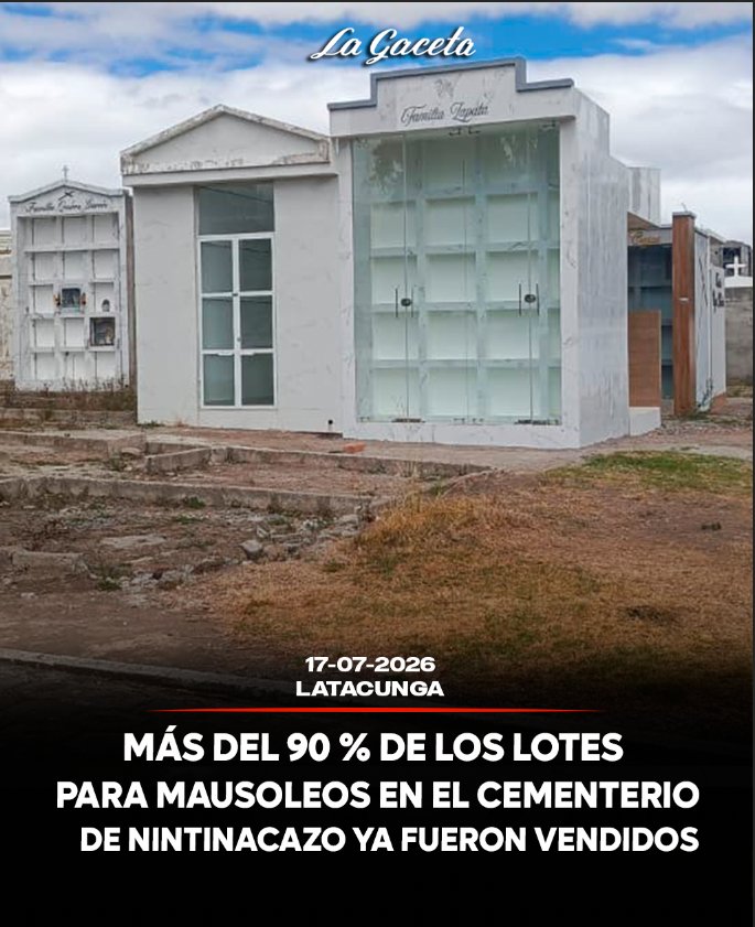 Más del 90 % de los lotes para mausoleos en el cementerio de Nintinacazo ya fueron vendidos