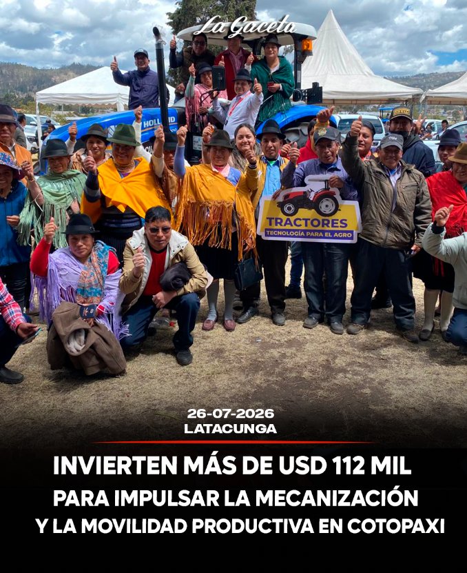 Invierten más de USD 112 mil para impulsar la mecanización y la movilidad productiva en Cotopaxi