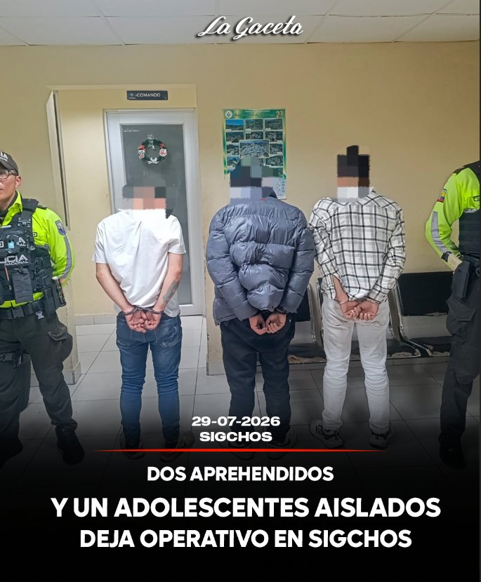 Dos aprehendidos y un adolescente aislado deja operativo en Sigchos