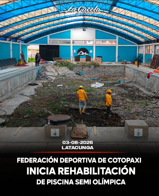 Federación Deportiva de Cotopaxi inicia rehabilitación de Piscina Semi Olímpica