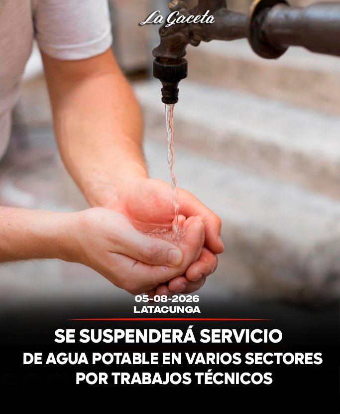 Se suspenderá servicio de agua potable en varios sectores por trabajos técnicos